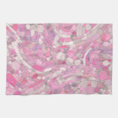 小石モザイクアート – バラ赤面ピンク キッチンタオル (横)