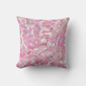 小石モザイクアート – バラ赤面ピンク クッション (正面)