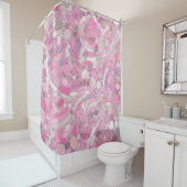 小石モザイクアート – バラ赤面ピンク シャワーカーテン (インサイチュ)