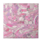 小石モザイクアート – バラ赤面ピンク タイル (正面)