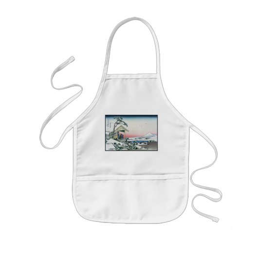 小石川茶屋の眺め富士山を北斎が望む 子供用エプロン (正面)