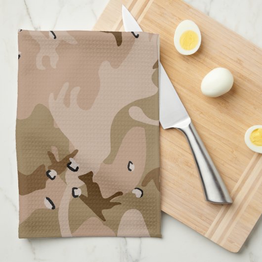 小石、軍隊、陸軍と砂漠カモフラージュ キッチンタオル (四つ折り)