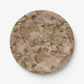 小石、軍隊、陸軍と砂漠カモフラージュ ペーパープレート (正面)