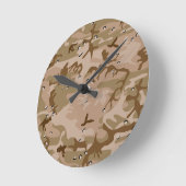 小石、軍隊、陸軍と砂漠カモフラージュ ラウンド壁時計 (傾斜)