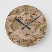小石、軍隊、陸軍と砂漠カモフラージュ ラウンド壁時計 (正面)