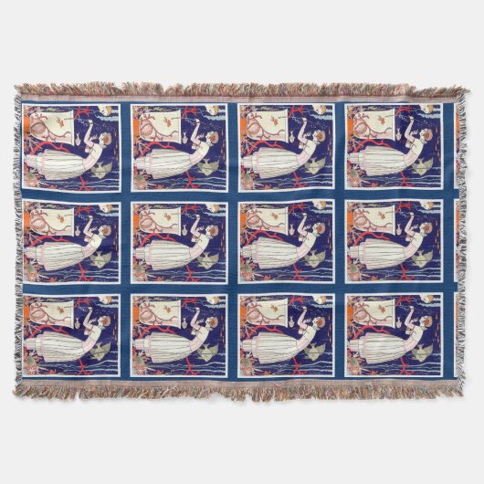 小素晴らし魚、アールデコ美しいファッション スローブランケット (正面)