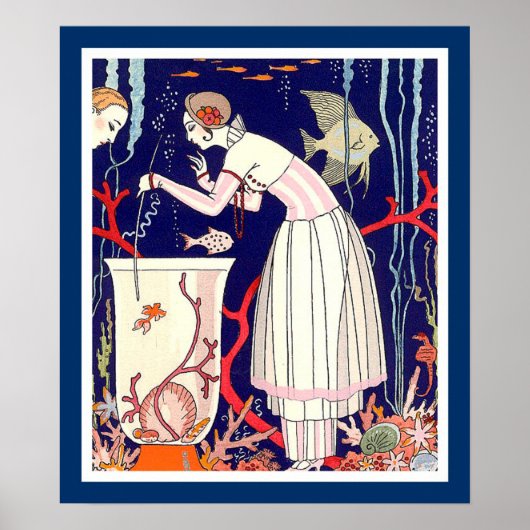 小素晴らし魚，アールデコ美しいファッション ポスター (正面)