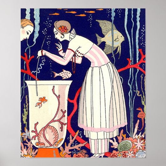 小素晴らし魚,アールデコ美しいファッション ポスター (正面)