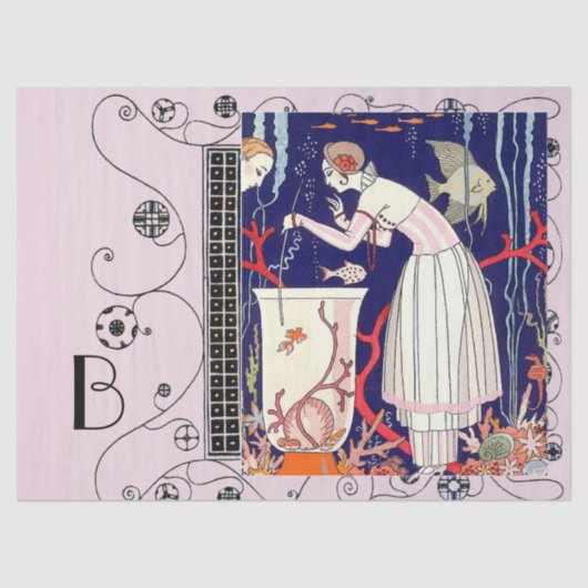 小素晴らし魚,アールデコ美しいファッション 薄葉紙 (正面)