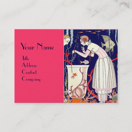 小素晴らし魚、デコ美しいファッションピンクブルー 名刺 (正面)