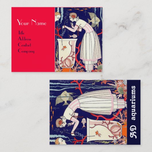 小素晴らし魚、美しいファッション赤珊瑚 名刺 (正面/裏面)