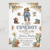 小素朴さなカウドイ野生の西の少年の赤ちゃんシャワー 招待状 (正面/裏面)