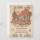 小素朴さなカウボーイ西部の牛の赤ちゃんシャワー 招待状 (正面)