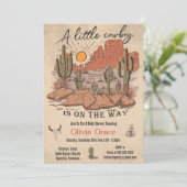 小素朴さなカウボーイ西部の牛の赤ちゃんシャワー 招待状 (スタンド正面)