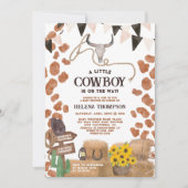 小素朴さなカウボーイ西部の牛の赤ちゃんシャワー 招待状 (正面)