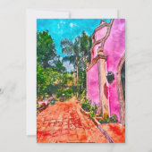 小素朴さな町のチャペル結婚メキシコ 招待状 (裏面)