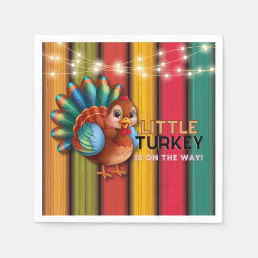 小素朴カラフル七面鳥の赤ちゃん スタンダードカクテルナプキン (正面)