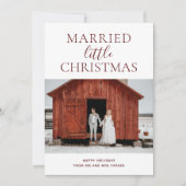 小結婚したさなクリスマス赤のスクリプモダント写真 シーズンカード (正面)