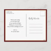 小結婚したさなクリスマス赤のスクリプモダント写真 シーズンポストカード (裏面)