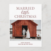 小結婚したさなクリスマス赤のスクリプモダント写真 シーズンポストカード (正面)