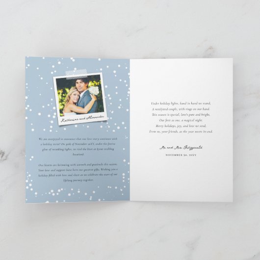 小結婚した初めてのクリスマス写真結婚の シーズンカード (内部)