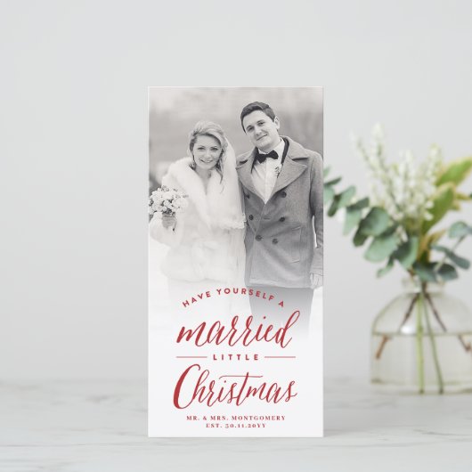 小結婚した初めてのクリスマス写真結婚の シーズンカード (スタンド正面)