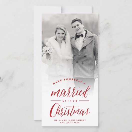 小結婚した初めてのクリスマス写真結婚の シーズンカード (正面)