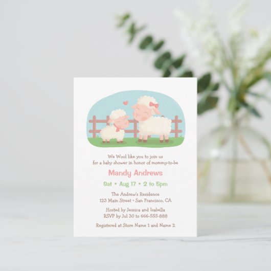小羊とママの農場の赤ちゃんシャワー 招待状 (スタンド正面)