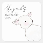 小羊の赤ちゃんシャワー スクエアシール (正面)