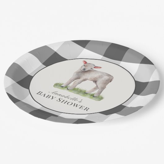 小羊の赤ちゃんシャワー ペーパープレート (アングル)