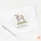 小羊の赤ちゃんシャワー ラウンドシール (封筒)