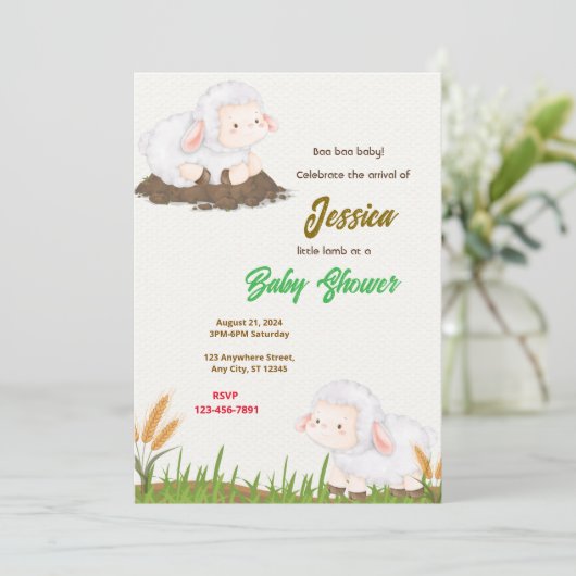 小羊の赤ちゃんシャワー 招待状 (スタンド正面)