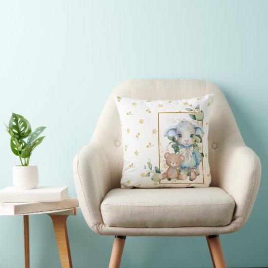 小羊 |ブルーベビーシャワーまたは子供部屋デコール クッション (椅子)