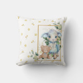 小羊 |ブルーベビーシャワーまたは子供部屋デコール クッション (正面)