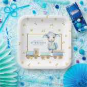 小羊 |ブルーベビーシャワー紙プレート ペーパープレート (パーティー)