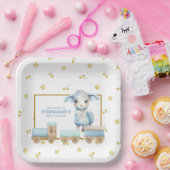 小羊 |ブルーベビーシャワー紙プレート ペーパープレート (パーティー)