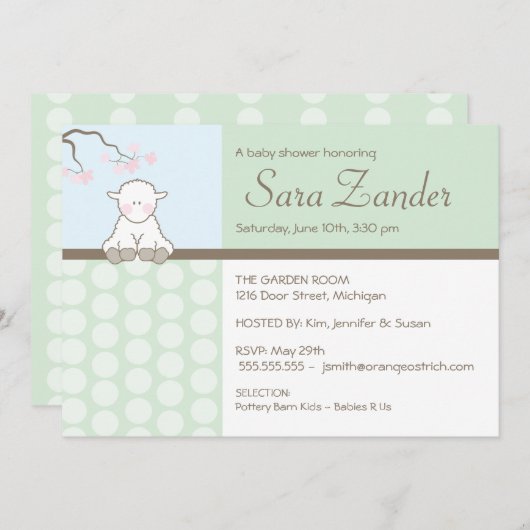 小羊|ベビーシャワー招待状 招待状 (正面/裏面)