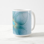 小美しい青モダン金ゴールドフラクタル花 コーヒーマグカップ (正面右)