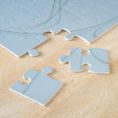 小美しい青モダン金ゴールドフラクタル花 ジグソーパズル (側面)