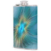 小美しい青モダン金ゴールドフラクタル花 フラスク (左)