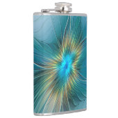 小美しい青モダン金ゴールドフラクタル花 フラスク (右)