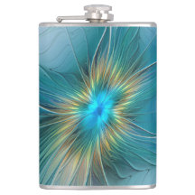 小美しい青モダン金ゴールドフラクタル花