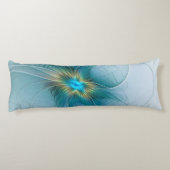 小美しい青モダン金ゴールドフラクタル花 ボディピロー (裏面)