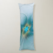 小美しい青モダン金ゴールドフラクタル花 ボディピロー (裏面 (縦))