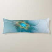 小美しい青モダン金ゴールドフラクタル花 ボディピロー (正面)