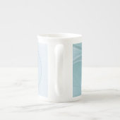 小美しい青モダン金ゴールドフラクタル花 ボーンチャイナマグカップ (裏面)