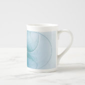 小美しい青モダン金ゴールドフラクタル花 ボーンチャイナマグカップ (右)