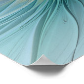 小美しい青モダン金ゴールドフラクタル花 ポスター (角)