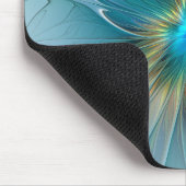 小美しい青モダン金ゴールドフラクタル花 マウスパッド (コーナー)