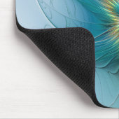 小美しい青モダン金ゴールドフラクタル花 マウスパッド (コーナー)